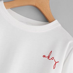 'okay' Striped Sweatshirt