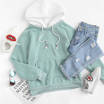 Pale Green Patchwork Hoodie
