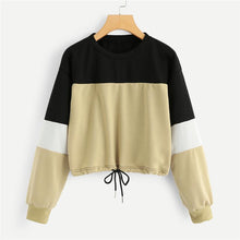 Load image into Gallery viewer, Patchwork Drawstring Hem Sweatshirt
