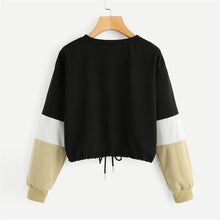 Load image into Gallery viewer, Patchwork Drawstring Hem Sweatshirt
