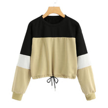 Load image into Gallery viewer, Patchwork Drawstring Hem Sweatshirt