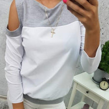 Load image into Gallery viewer, Patchwork Off-Shoulder Shirt