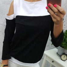 Load image into Gallery viewer, Patchwork Off-Shoulder Shirt