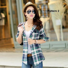 Load image into Gallery viewer, Plaid Button-Up Hooded Shirt