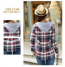 Load image into Gallery viewer, Plaid Button-Up Hooded Shirt