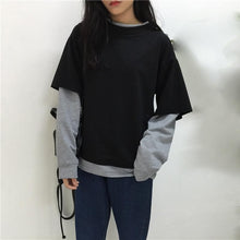 Load image into Gallery viewer, Preppy Style Sweatshirt With Patchwork T-Shirt
