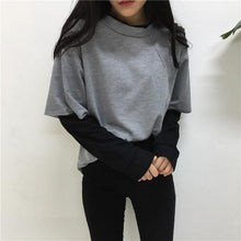 Load image into Gallery viewer, Preppy Style Sweatshirt With Patchwork T-Shirt