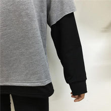 Load image into Gallery viewer, Preppy Style Sweatshirt With Patchwork T-Shirt