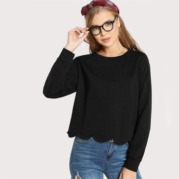 Scallops Hem Sweatshirt