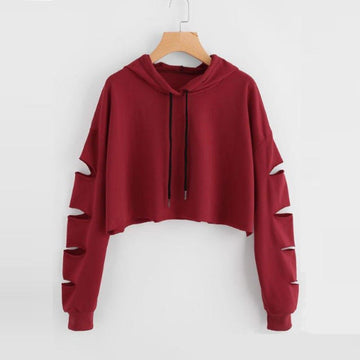 Shredded Crop Hoodie