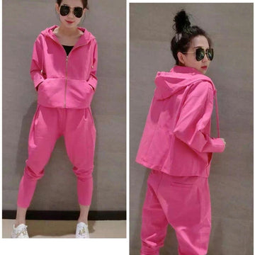 Solid Hooded Shirt & Pants (2 Piece Set)