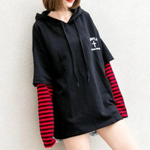 Load image into Gallery viewer, Striped Patchwork Sleeve Hoodie