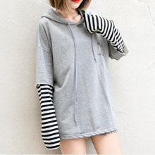 Load image into Gallery viewer, Striped Patchwork Sleeve Hoodie
