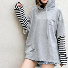 Load image into Gallery viewer, Striped Patchwork Sleeve Hoodie