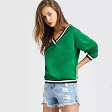 Load image into Gallery viewer, Striped V-Neckline Sweatshirt