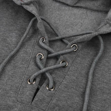Load image into Gallery viewer, Thick Lace-Up V-Neck Hoodie