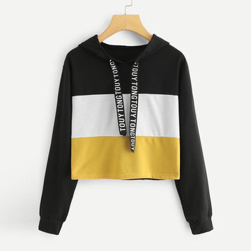 Three Tone Crop Hoodie