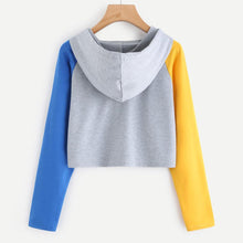 Load image into Gallery viewer, Three Tone Crop Hoodie