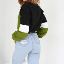 Load image into Gallery viewer, Three Tone Lace-Tied Hem Sweatshirt