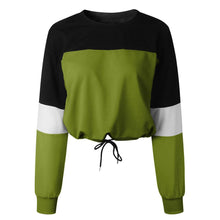 Load image into Gallery viewer, Three Tone Lace-Tied Hem Sweatshirt