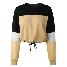 Load image into Gallery viewer, Three Tone Lace-Tied Hem Sweatshirt