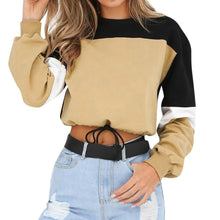 Load image into Gallery viewer, Three Tone Lace-Tied Hem Sweatshirt