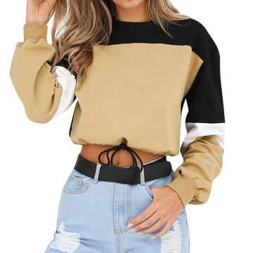 Three Tone Lace-Tied Hem Sweatshirt