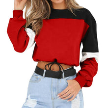 Load image into Gallery viewer, Three Tone Lace-Tied Hem Sweatshirt