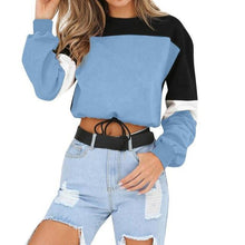 Load image into Gallery viewer, Three Tone Lace-Tied Hem Sweatshirt