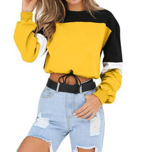 Load image into Gallery viewer, Three Tone Lace-Tied Hem Sweatshirt