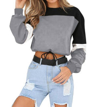 Load image into Gallery viewer, Three Tone Lace-Tied Hem Sweatshirt