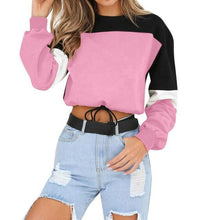 Load image into Gallery viewer, Three Tone Lace-Tied Hem Sweatshirt