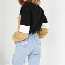 Load image into Gallery viewer, Three Tone Lace-Tied Hem Sweatshirt