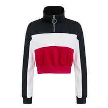 Load image into Gallery viewer, Three Tone Zip-Up Collar Sweatshirt