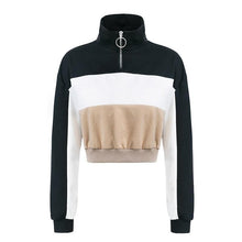 Load image into Gallery viewer, Three Tone Zip-Up Collar Sweatshirt