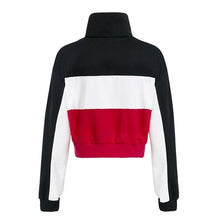 Load image into Gallery viewer, Three Tone Zip-Up Collar Sweatshirt