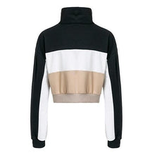 Load image into Gallery viewer, Three Tone Zip-Up Collar Sweatshirt