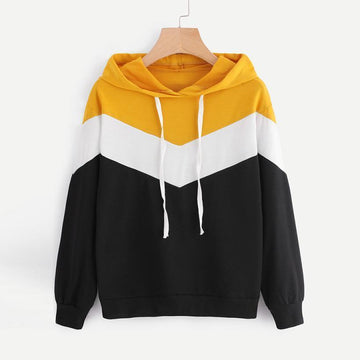 Tri Color Patchwork Hooded Shirt