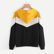 Load image into Gallery viewer, Tri Color Patchwork Hooded Shirt