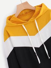 Load image into Gallery viewer, Tri Color Patchwork Hooded Shirt