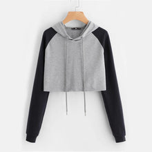 Load image into Gallery viewer, Two Tone Crop Hooded Shirt