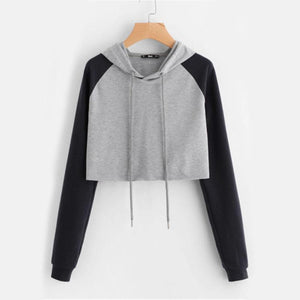 Two Tone Crop Hooded Shirt