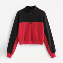 Load image into Gallery viewer, Two Tone Zip-Up Collar Sweatshirt