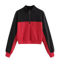 Load image into Gallery viewer, Two Tone Zip-Up Collar Sweatshirt