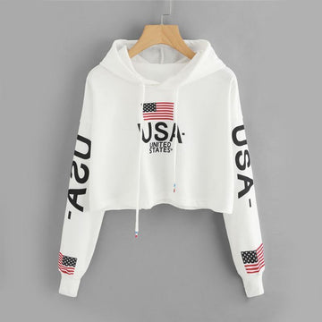 'USA' Crop Hoodie