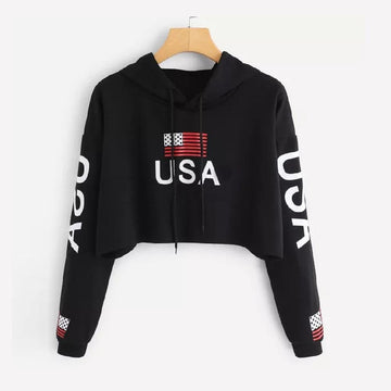 'USA' Crop Hoodie