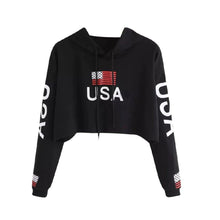 Load image into Gallery viewer, &#39;USA&#39; Crop Hoodie