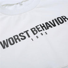 Load image into Gallery viewer, &#39;WORST BEHAVIOR&#39; Mesh Crop Sweatshirt