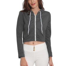 Load image into Gallery viewer, Zip Up Crop Hoodie