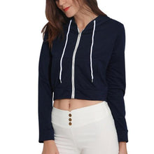 Load image into Gallery viewer, Zip Up Crop Hoodie